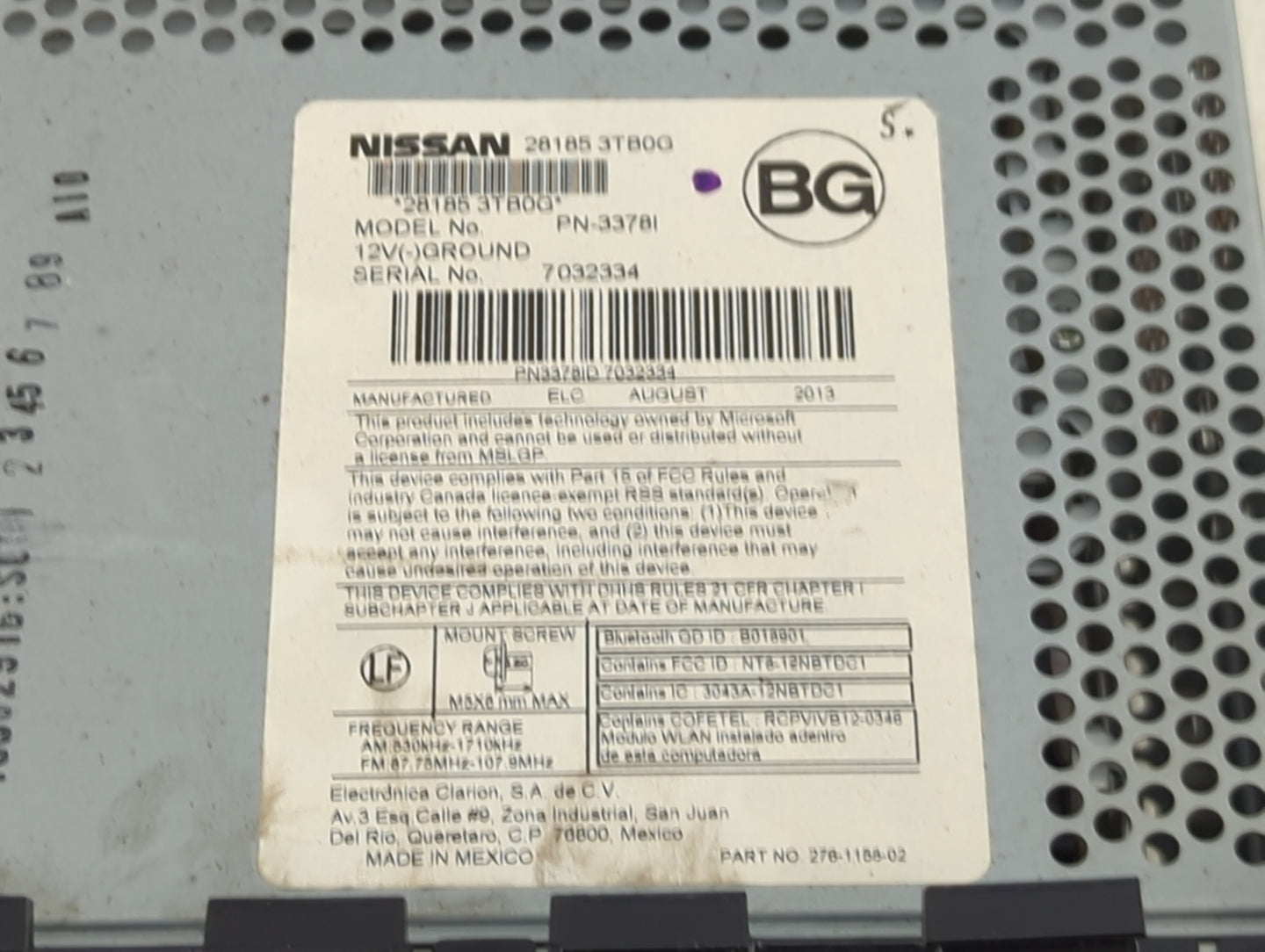 2013-2015 Nissan Altima Radio AM FM Cd Player Receiver Replacement P/N:28185 3TB0G PN-3378I, 281853TB0G Fits Fits 2013 2014 