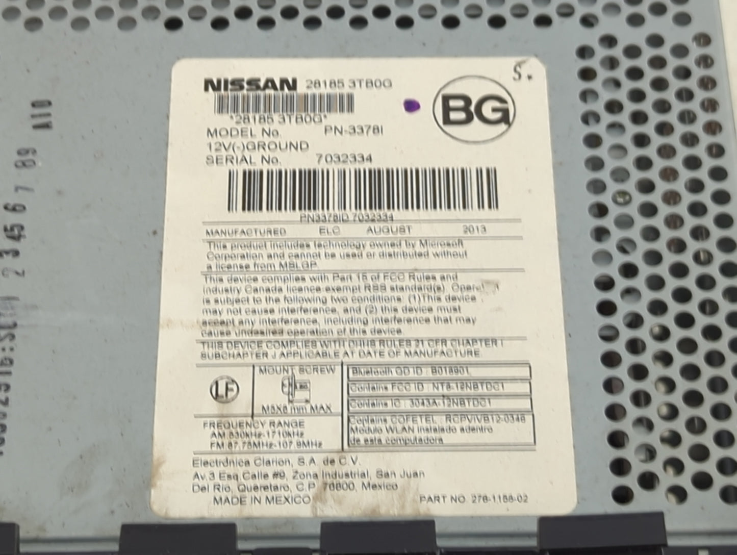 2013-2015 Nissan Altima Radio AM FM Cd Player Receiver Replacement P/N:28185 3TB0G PN-3378I, 281853TB0G Fits Fits 2013 2014 