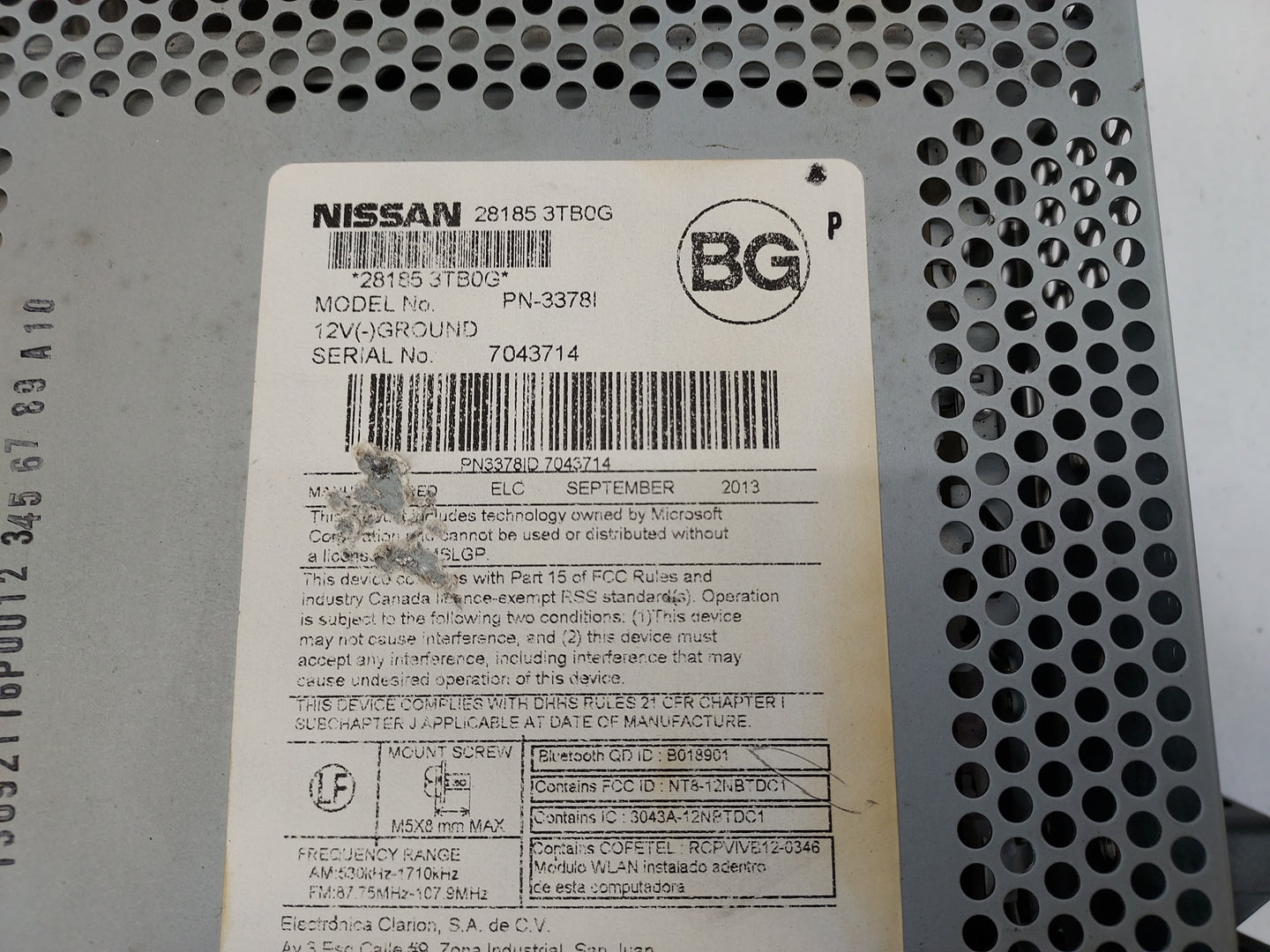 2013-2015 Nissan Altima Radio AM FM Cd Player Receiver Replacement P/N:28185 3TB0G PN-3378I Fits Fits 2013 2014 2015 OEM Use