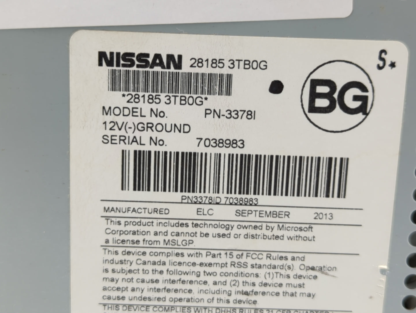 2013-2015 Nissan Altima Radio AM FM Cd Player Receiver Replacement P/N:28185 3TA0G 28185 3TB0G Fits Fits 2013 2014 2015 OEM 