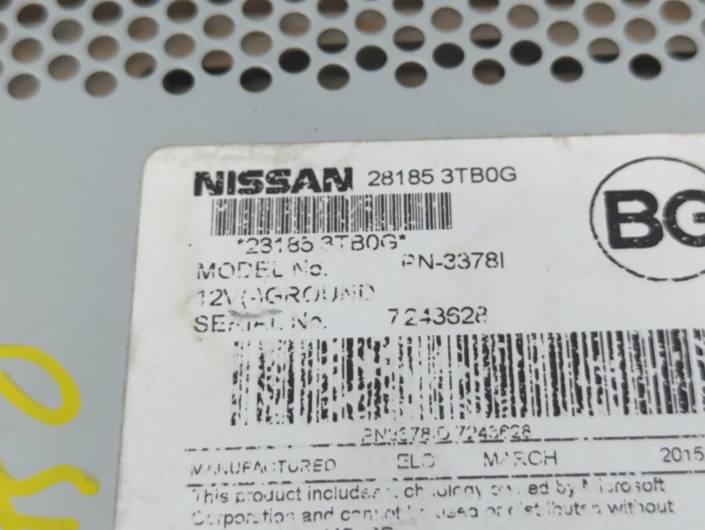 2013-2015 Nissan Altima Radio AM FM Cd Player Receiver Replacement P/N:PN3378ID 7075146 33781 Fits Fits 2013 2014 2015 OEM U