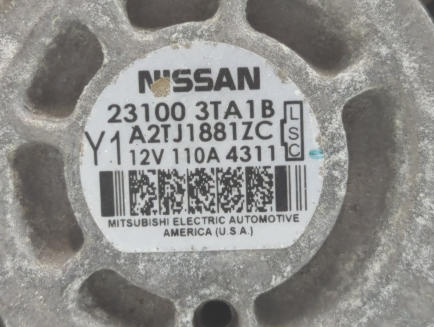 2013-2017 Nissan Altima Alternator Replacement Generator Charging Assembly Engine OEM P/N:23100 3TA1B Fits OEM Used Auto Par