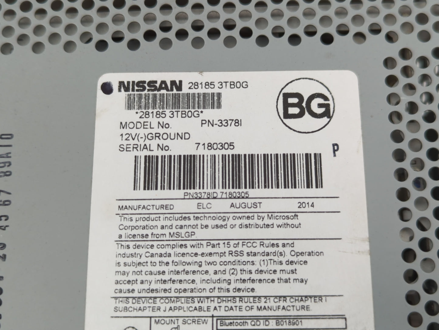2013-2015 Nissan Altima Radio AM FM Cd Player Receiver Replacement P/N:28185 3TB0G Fits Fits 2013 2014 2015 OEM Used Auto Pa