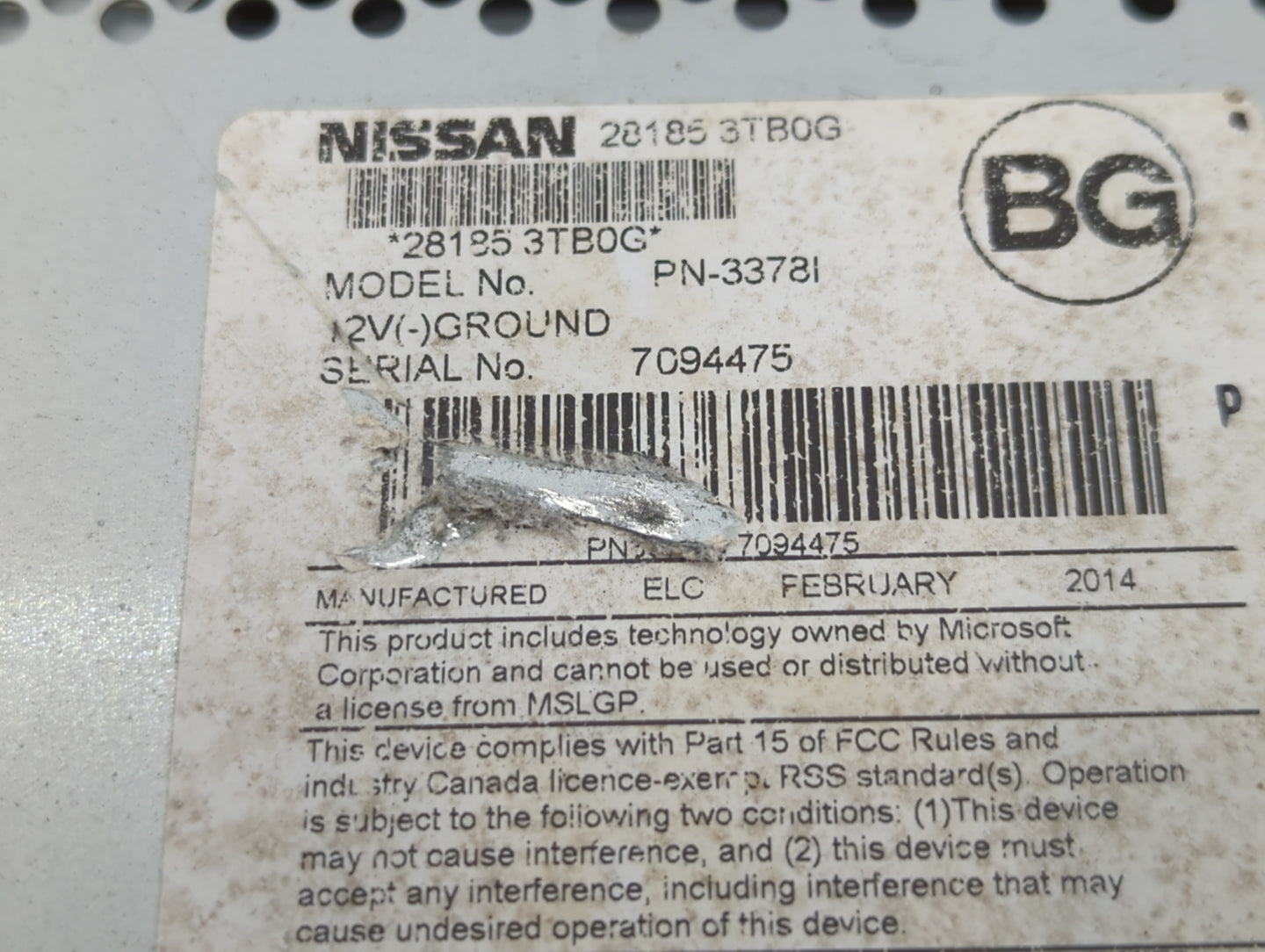 2013-2015 Nissan Altima Radio AM FM Cd Player Receiver Replacement P/N:28185 3TB0G Fits Fits 2013 2014 2015 OEM Used Auto Pa
