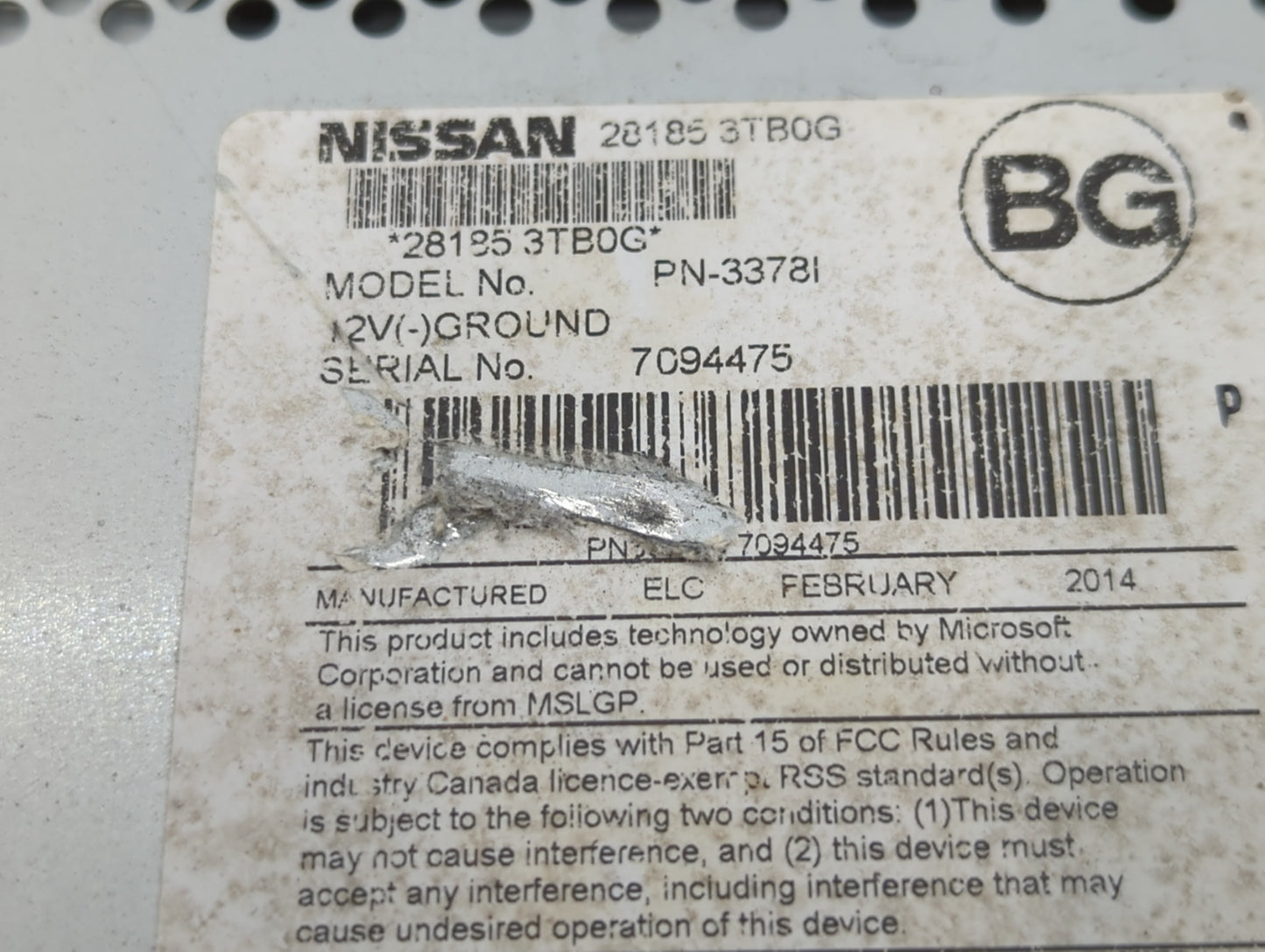 2013-2015 Nissan Altima Radio AM FM Cd Player Receiver Replacement P/N:28185 3TB0G Fits Fits 2013 2014 2015 OEM Used Auto Pa