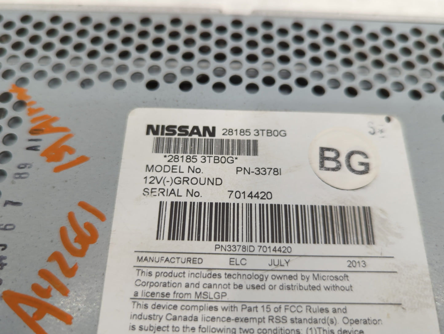 2013-2015 Nissan Altima Am Fm Cd Player Radio Receiver - Oemusedautoparts1.com