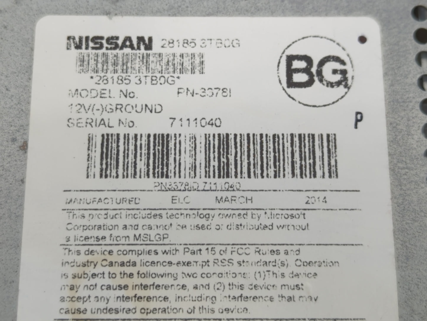 2013-2015 Nissan Altima Radio AM FM Cd Player Receiver Replacement P/N:28185 3TB0G Fits Fits 2013 2014 2015 OEM Used Auto Pa