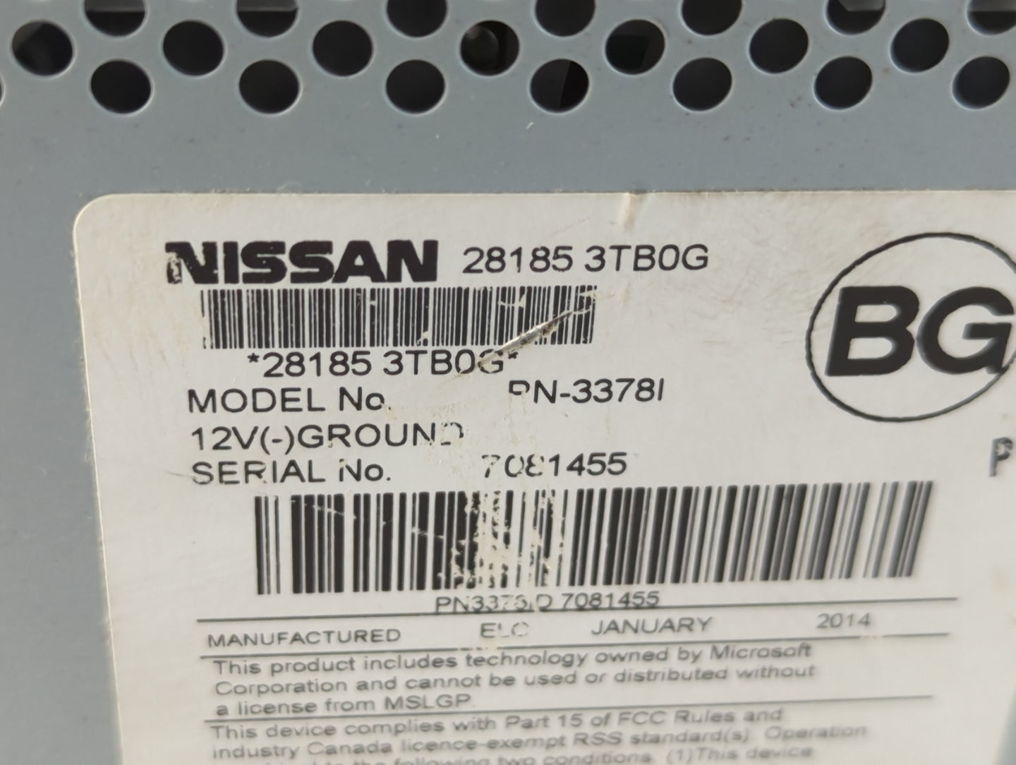 2013-2015 Nissan Altima Radio AM FM Cd Player Receiver Replacement P/N:28185 3TB0G Fits Fits 2013 2014 2015 OEM Used Auto Pa