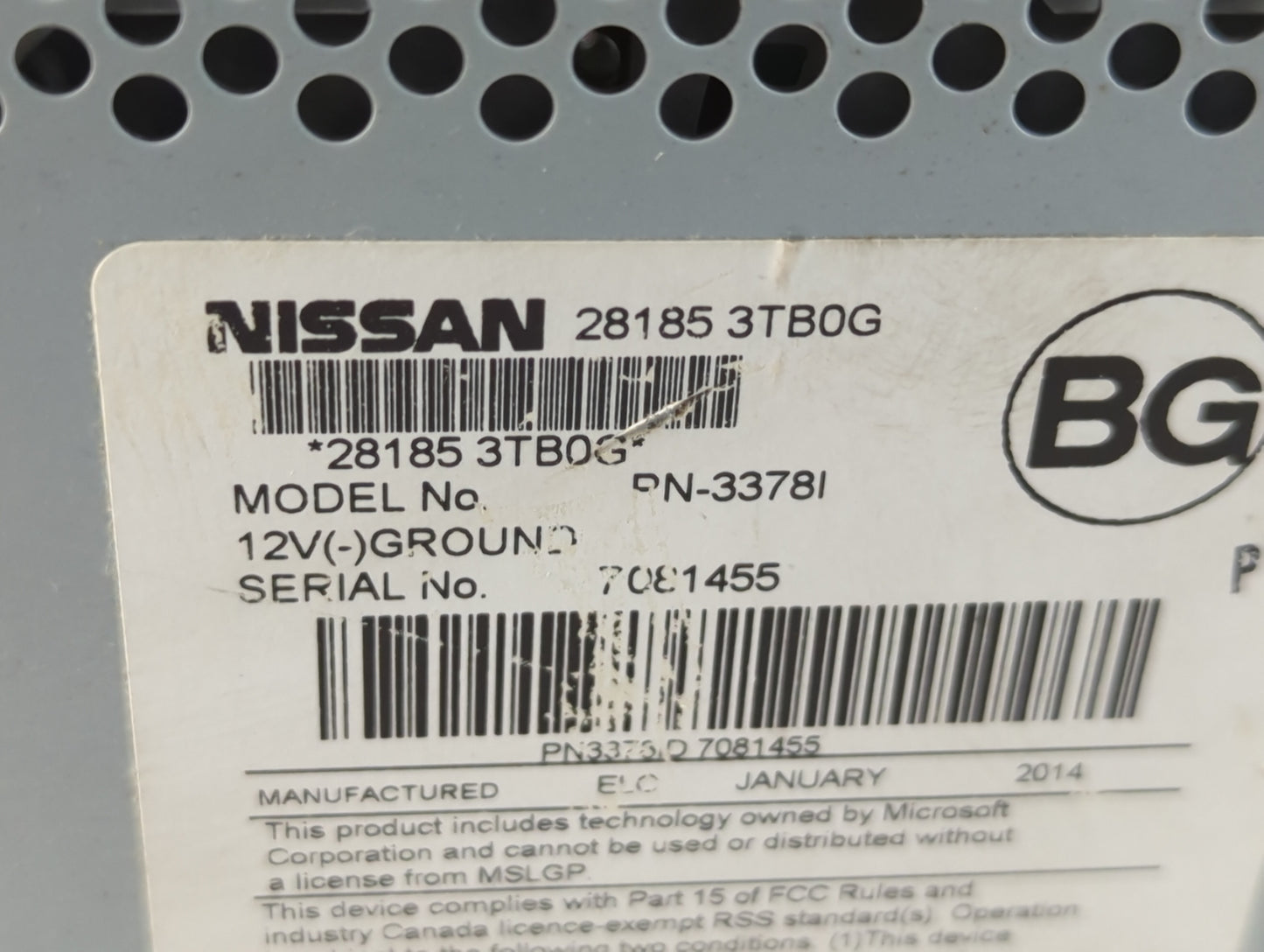 2013-2015 Nissan Altima Radio AM FM Cd Player Receiver Replacement P/N:28185 3TB0G Fits Fits 2013 2014 2015 OEM Used Auto Pa