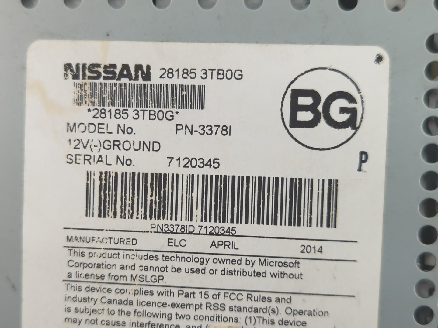 2013-2015 Nissan Altima Radio AM FM Cd Player Receiver Replacement P/N:28185 3TB0G Fits Fits 2013 2014 2015 OEM Used Auto Pa