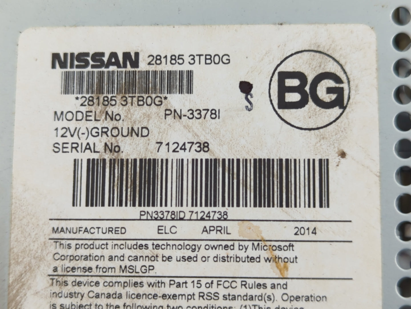 2013-2015 Nissan Altima Radio AM FM Cd Player Receiver Replacement P/N:28185 3TB0G Fits Fits 2013 2014 2015 OEM Used Auto Pa