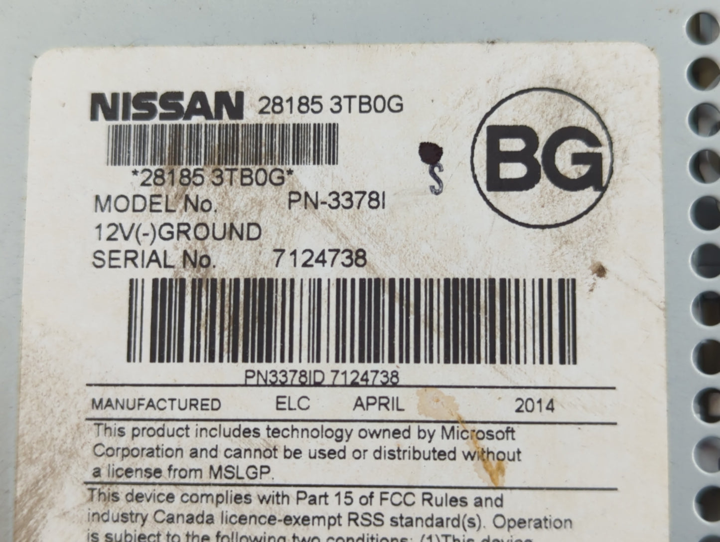 2013-2015 Nissan Altima Radio AM FM Cd Player Receiver Replacement P/N:28185 3TB0G Fits Fits 2013 2014 2015 OEM Used Auto Pa