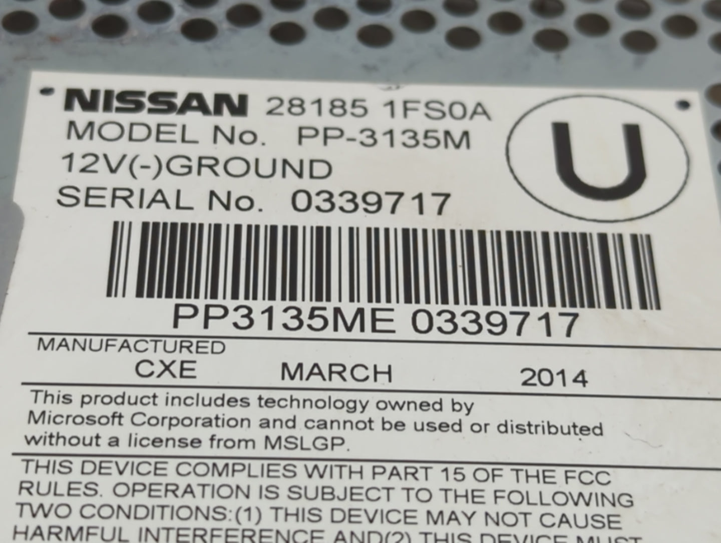 2011-2014 Nissan Cube Radio AM FM Cd Player Receiver Replacement P/N:28185-1FS0A Fits Fits 2011 2012 2013 2014 OEM Used Auto