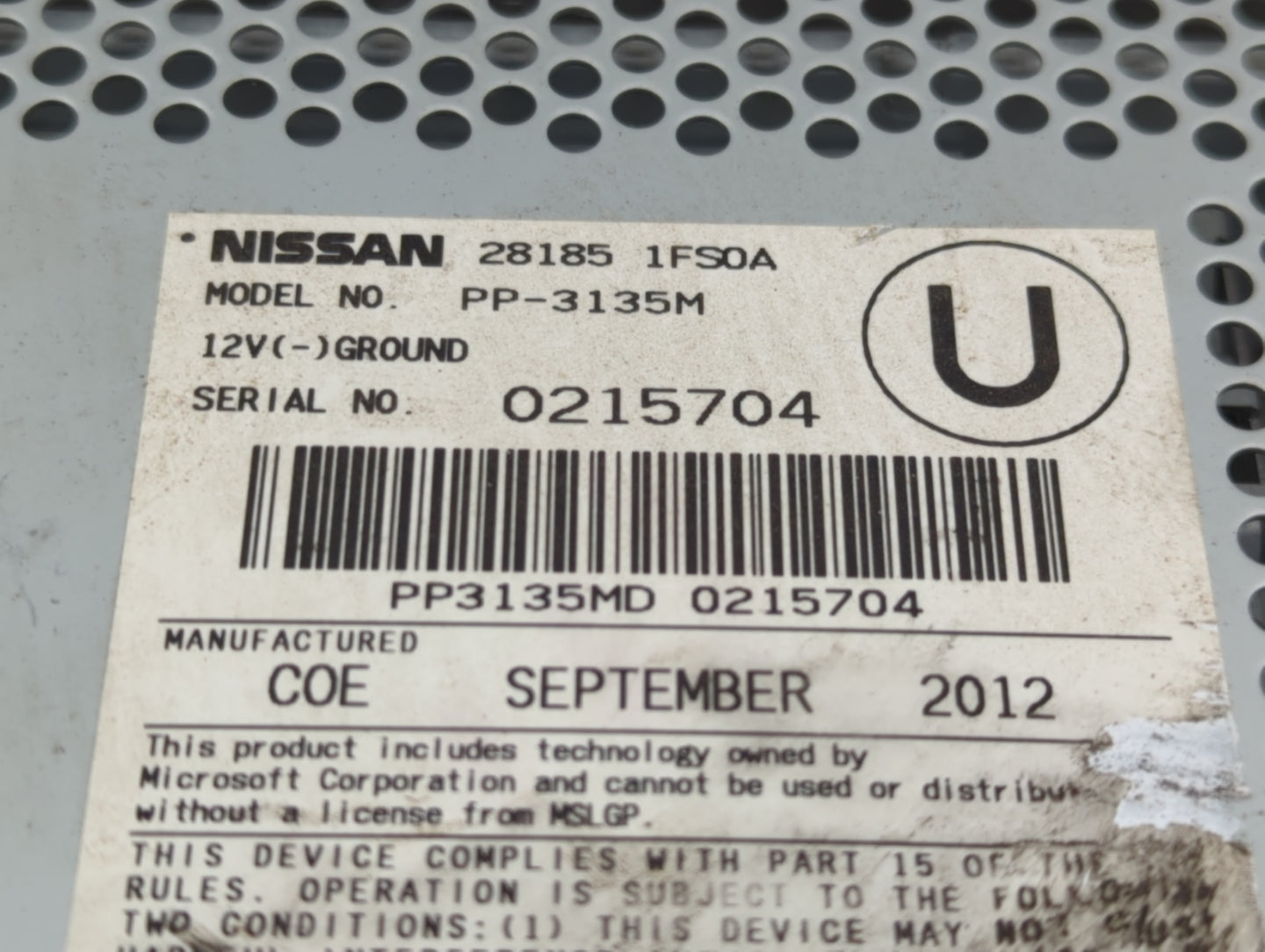 2011-2014 Nissan Cube Radio AM FM Cd Player Receiver Replacement P/N:28185-1FS0A Fits Fits 2011 2012 2013 2014 OEM Used Auto