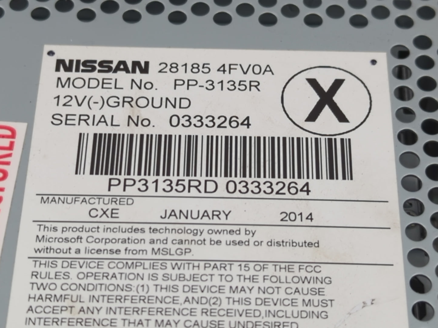 2014 Nissan Juke Radio AM FM Cd Player Receiver Replacement P/N:28185 4FV0A Fits OEM Used Auto Parts - Oemusedautoparts1.com