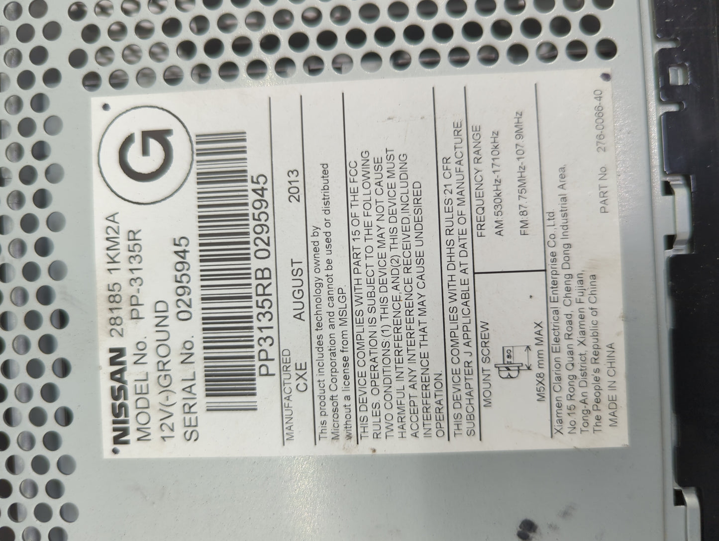 2011-2014 Nissan Juke Radio AM FM Cd Player Receiver Replacement P/N:281851KM2A PP-3135R Fits Fits 2011 2012 2013 2014 OEM U