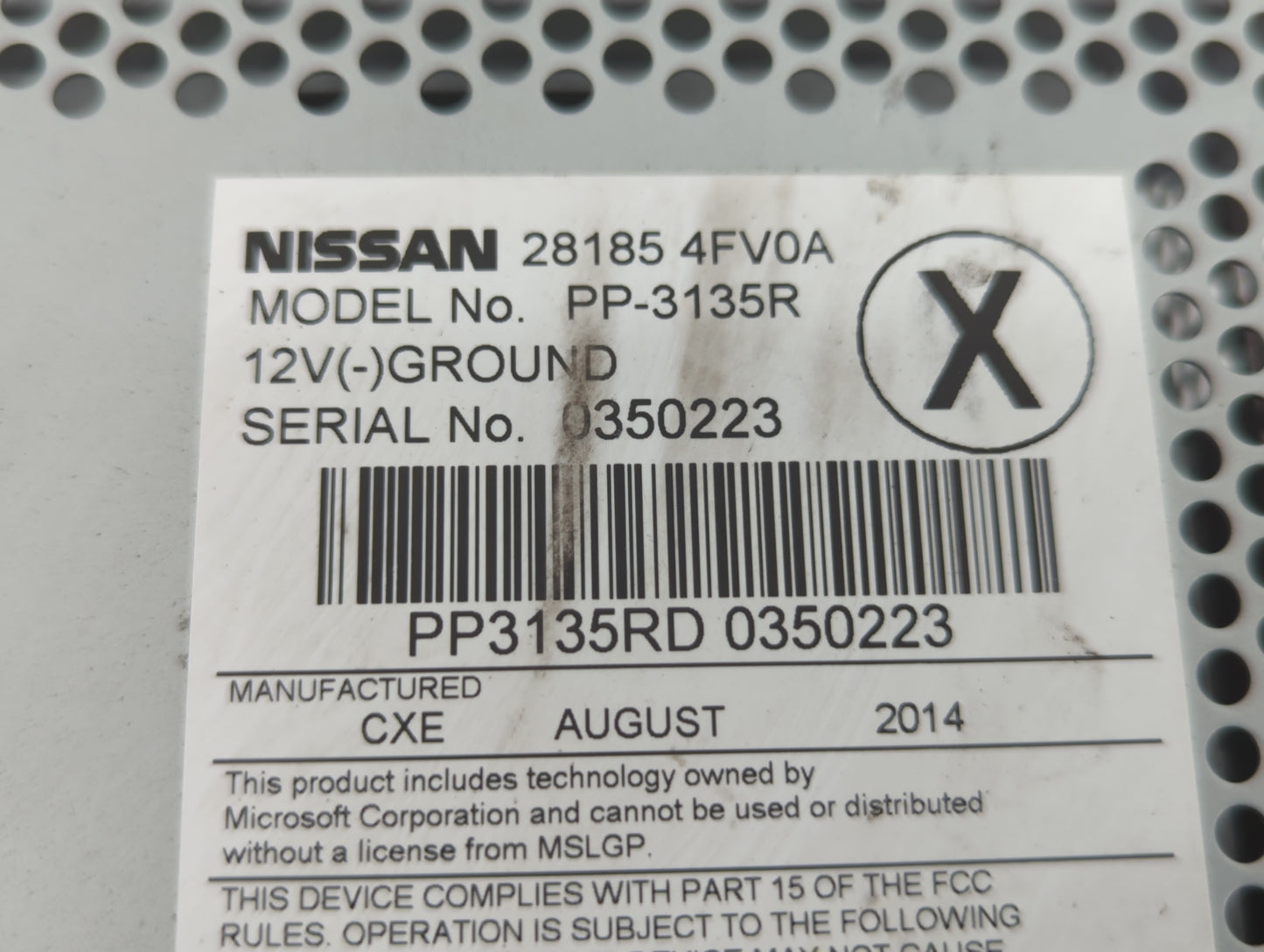 2014 Nissan Juke Radio AM FM Cd Player Receiver Replacement P/N:28185 4FV0A Fits OEM Used Auto Parts - Oemusedautoparts1.com