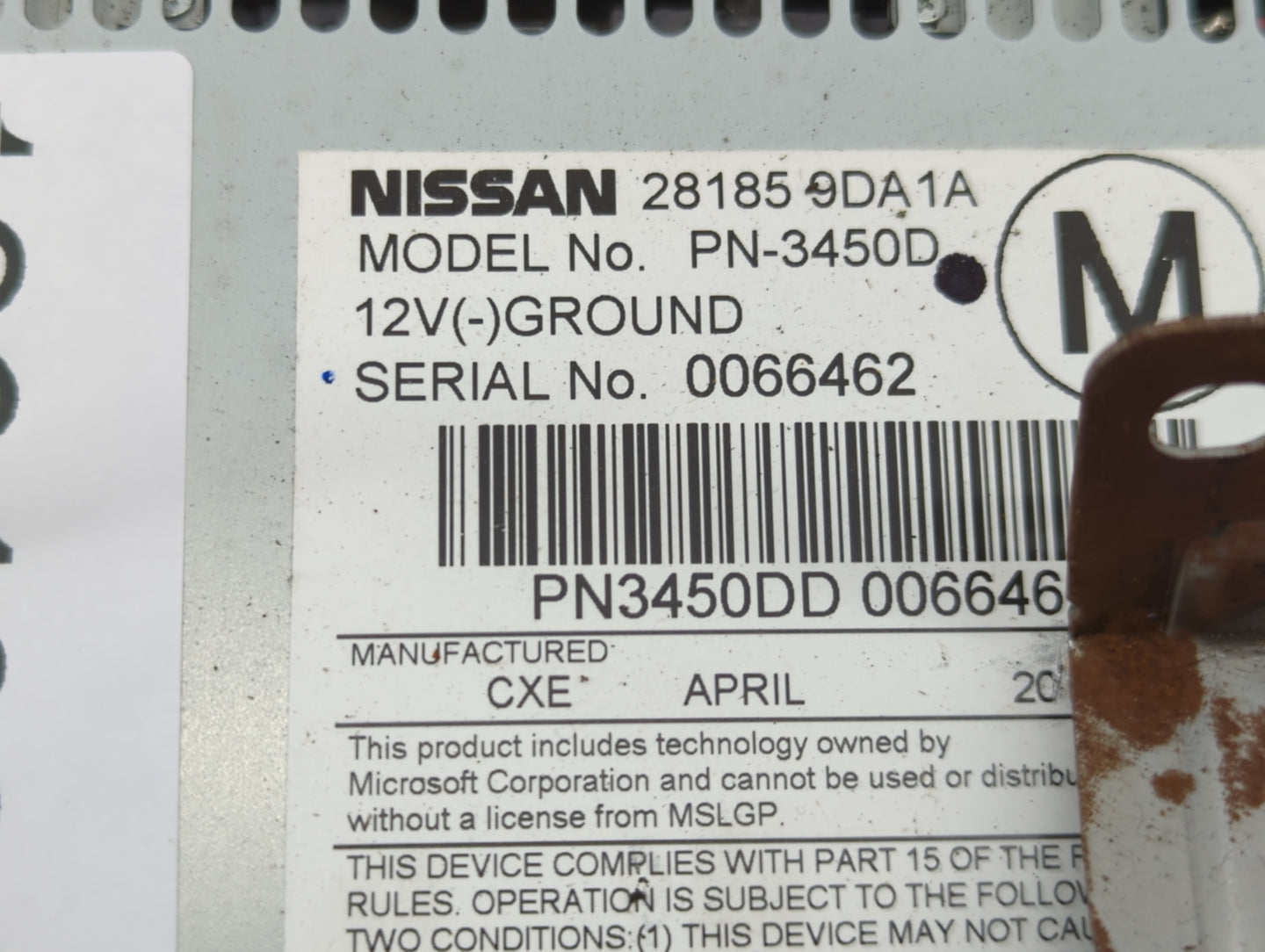 2012-2014 Nissan Maxima Radio AM FM Cd Player Receiver Replacement P/N:28185 9DA1A Fits Fits 2012 2013 2014 OEM Used Auto Pa