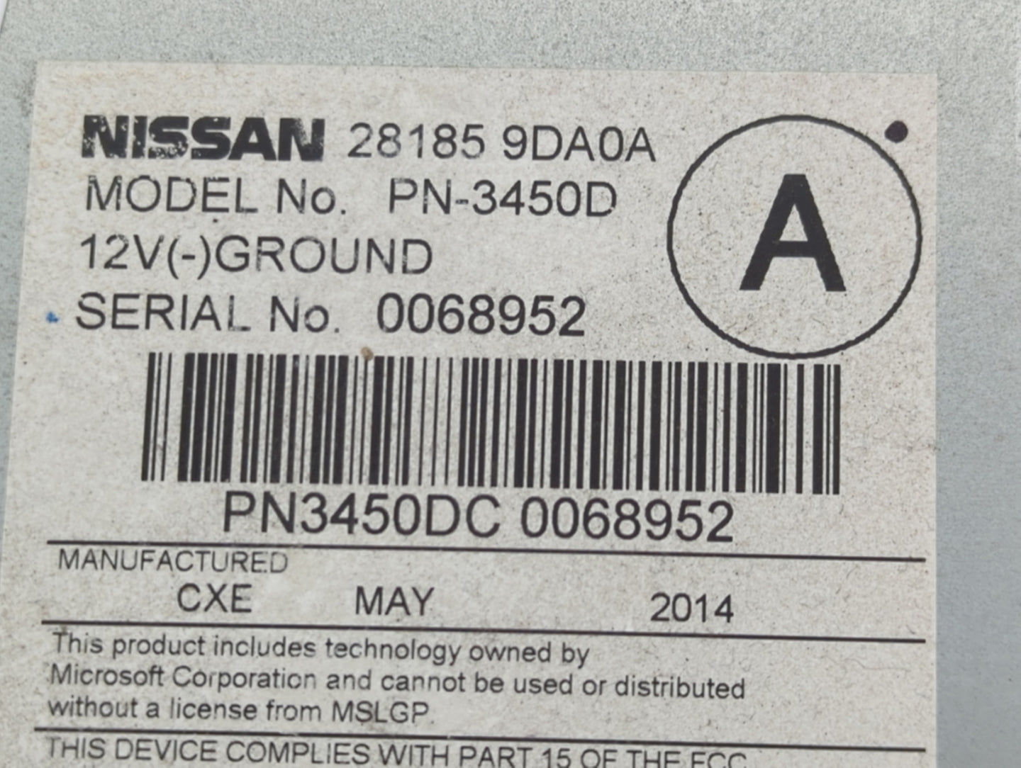 2012-2014 Nissan Maxima Radio AM FM Cd Player Receiver Replacement P/N:28185 9DA0A PN-3450D Fits Fits 2012 2013 2014 OEM Use