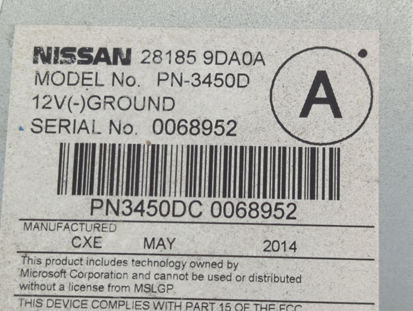 2012-2014 Nissan Maxima Radio AM FM Cd Player Receiver Replacement P/N:28185 9DA0A PN-3450D Fits Fits 2012 2013 2014 OEM Use