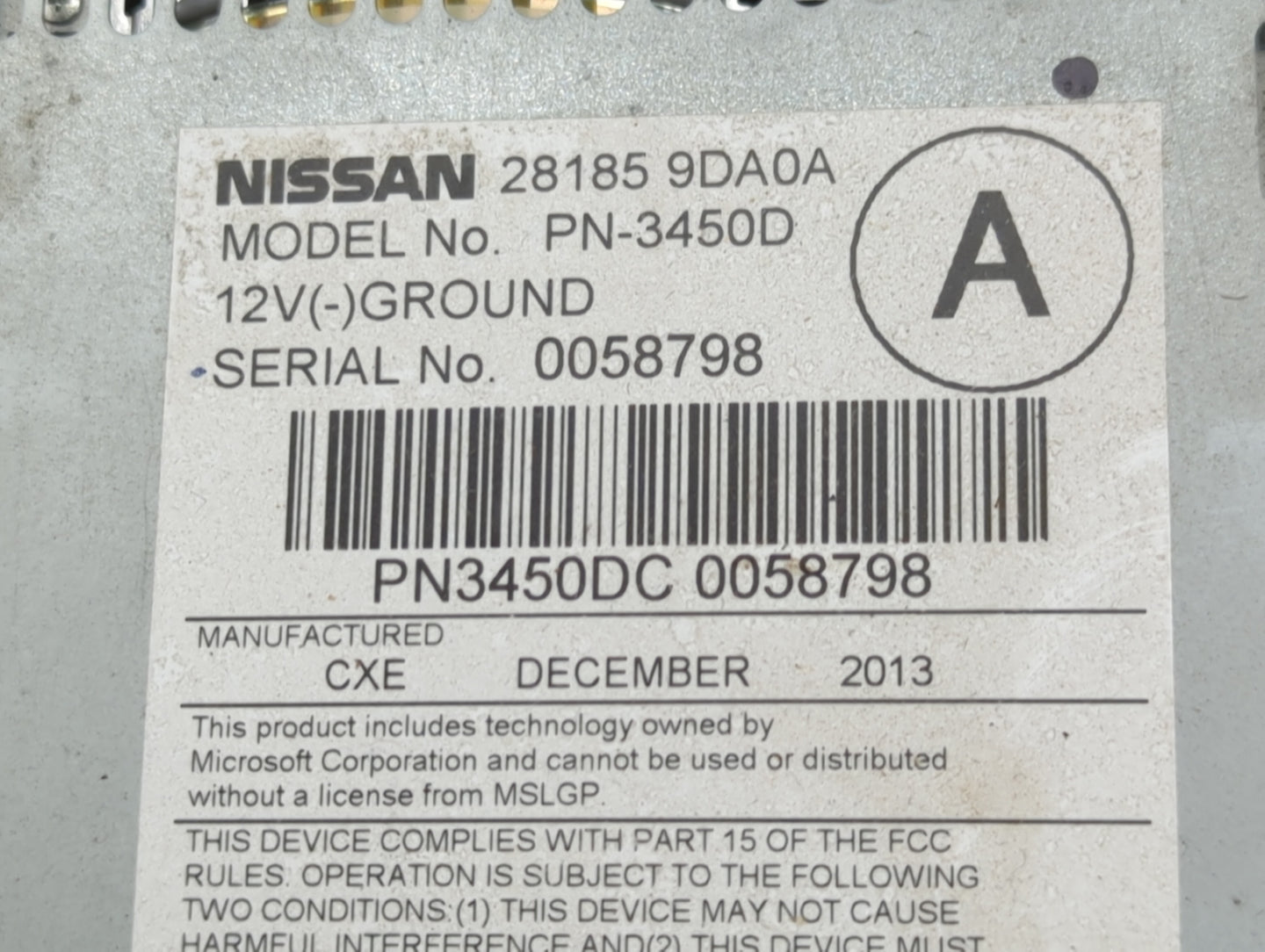 2012-2014 Nissan Maxima Radio AM FM Cd Player Receiver Replacement P/N:281859DA0A PN-3450D, PN3450DC Fits Fits 2012 2013 201