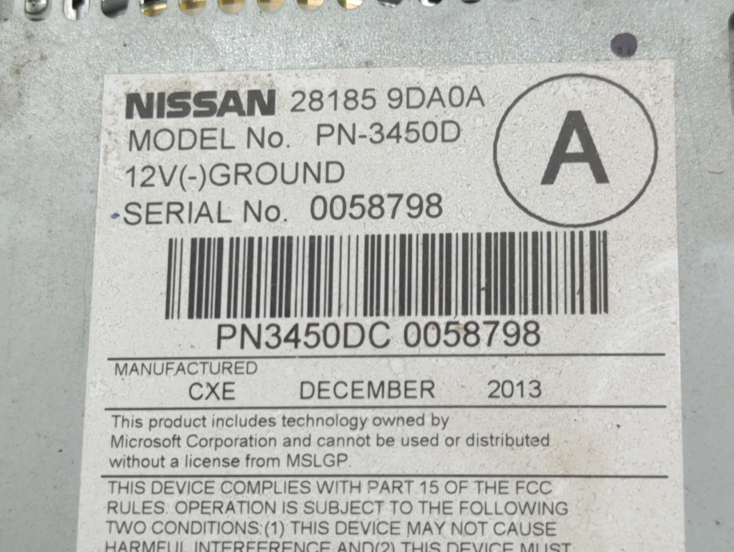 2012-2014 Nissan Maxima Radio AM FM Cd Player Receiver Replacement P/N:281859DA0A PN-3450D, PN3450DC Fits Fits 2012 2013 201