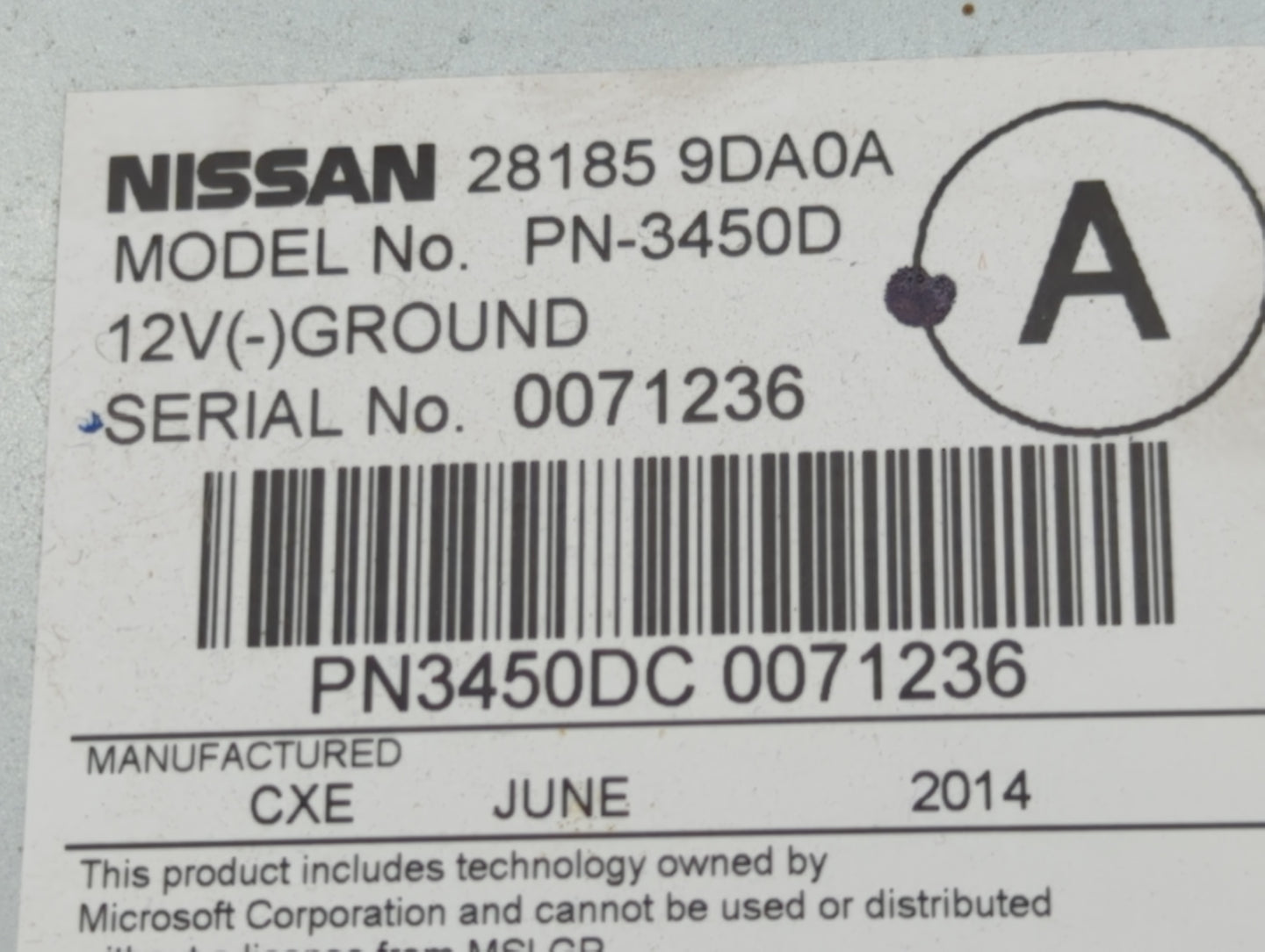 2012-2014 Nissan Maxima Radio AM FM Cd Player Receiver Replacement P/N:28185 9DA0A PN-3450D, PN3450DC Fits Fits 2012 2013 20