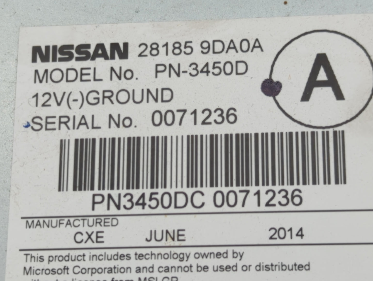 2012-2014 Nissan Maxima Radio AM FM Cd Player Receiver Replacement P/N:28185 9DA0A PN-3450D, PN3450DC Fits Fits 2012 2013 20