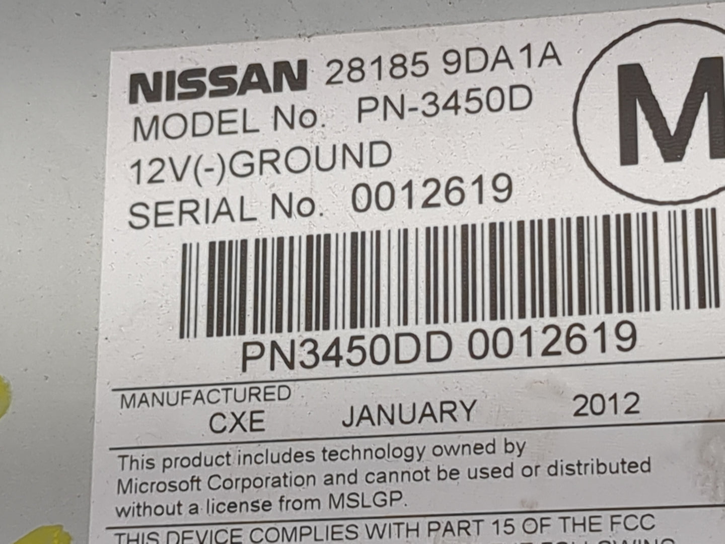 2012-2014 Nissan Maxima Radio AM FM Cd Player Receiver Replacement P/N:28185 9DA1A PN-3450D Fits Fits 2012 2013 2014 OEM Use