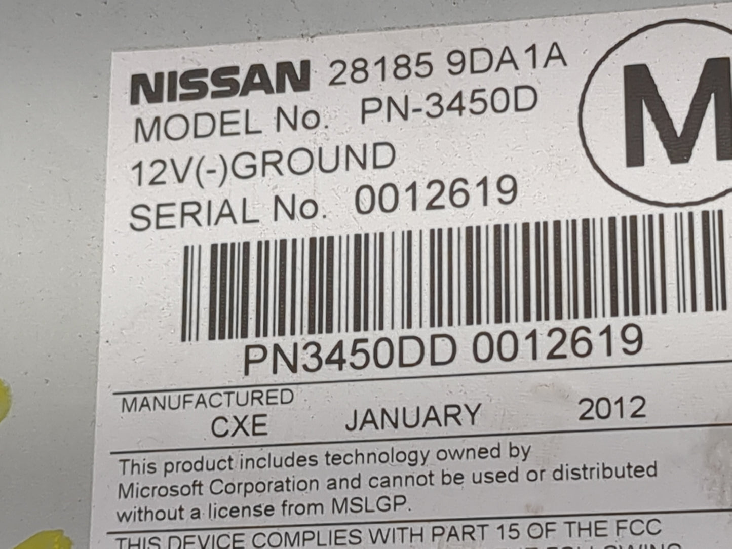 2012-2014 Nissan Maxima Radio AM FM Cd Player Receiver Replacement P/N:28185 9DA1A PN-3450D Fits Fits 2012 2013 2014 OEM Use