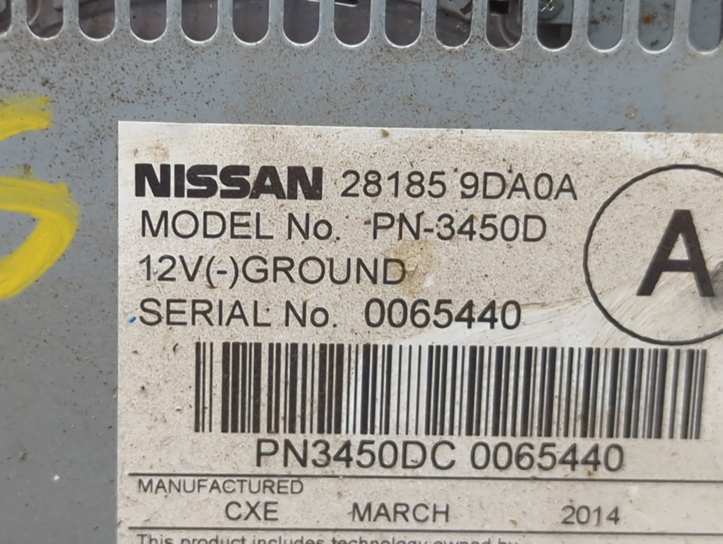 2012-2014 Nissan Maxima Radio AM FM Cd Player Receiver Replacement P/N:28185 9DA0A PN-3450D Fits Fits 2012 2013 2014 OEM Use