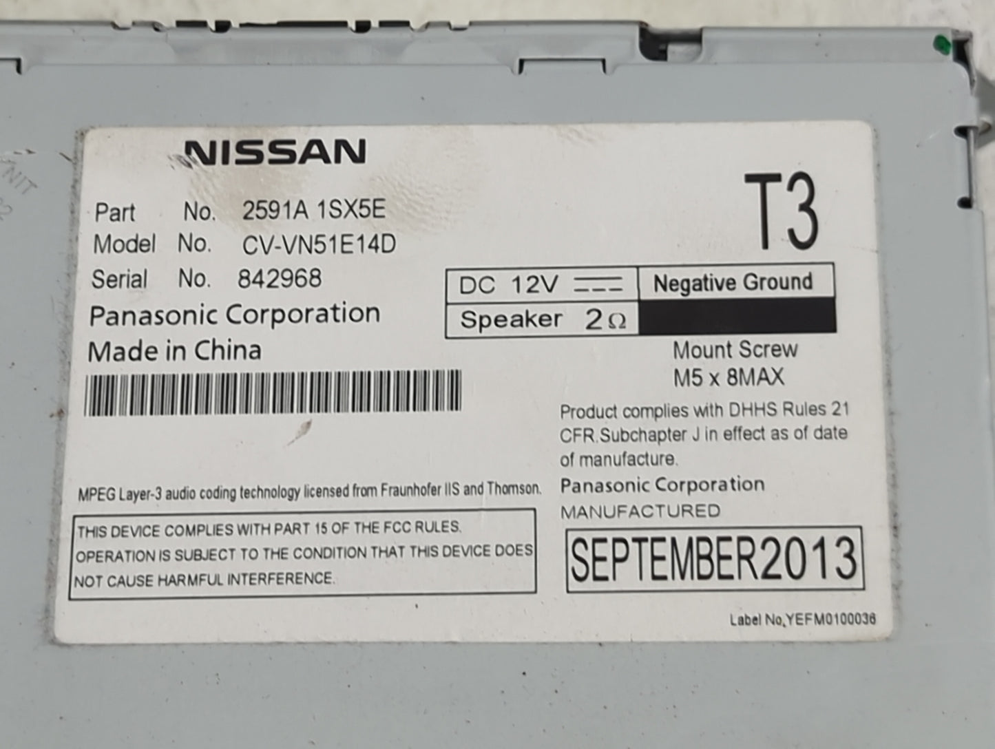 2009-2014 Nissan Maxima Radio Speaker Amplifier 2591a 1sx5e|cv-vn51e14d - Oemusedautoparts1.com
