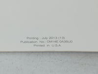 2014 Nissan Maxima Owners Manual Book Guide P/N:OM14E 0A35U0 OEM Used Auto Parts - Oemusedautoparts1.com
