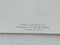 2014 Nissan Maxima Owners Manual Book Guide P/N:OM14E 0A35U0 OEM Used Auto Parts - Oemusedautoparts1.com