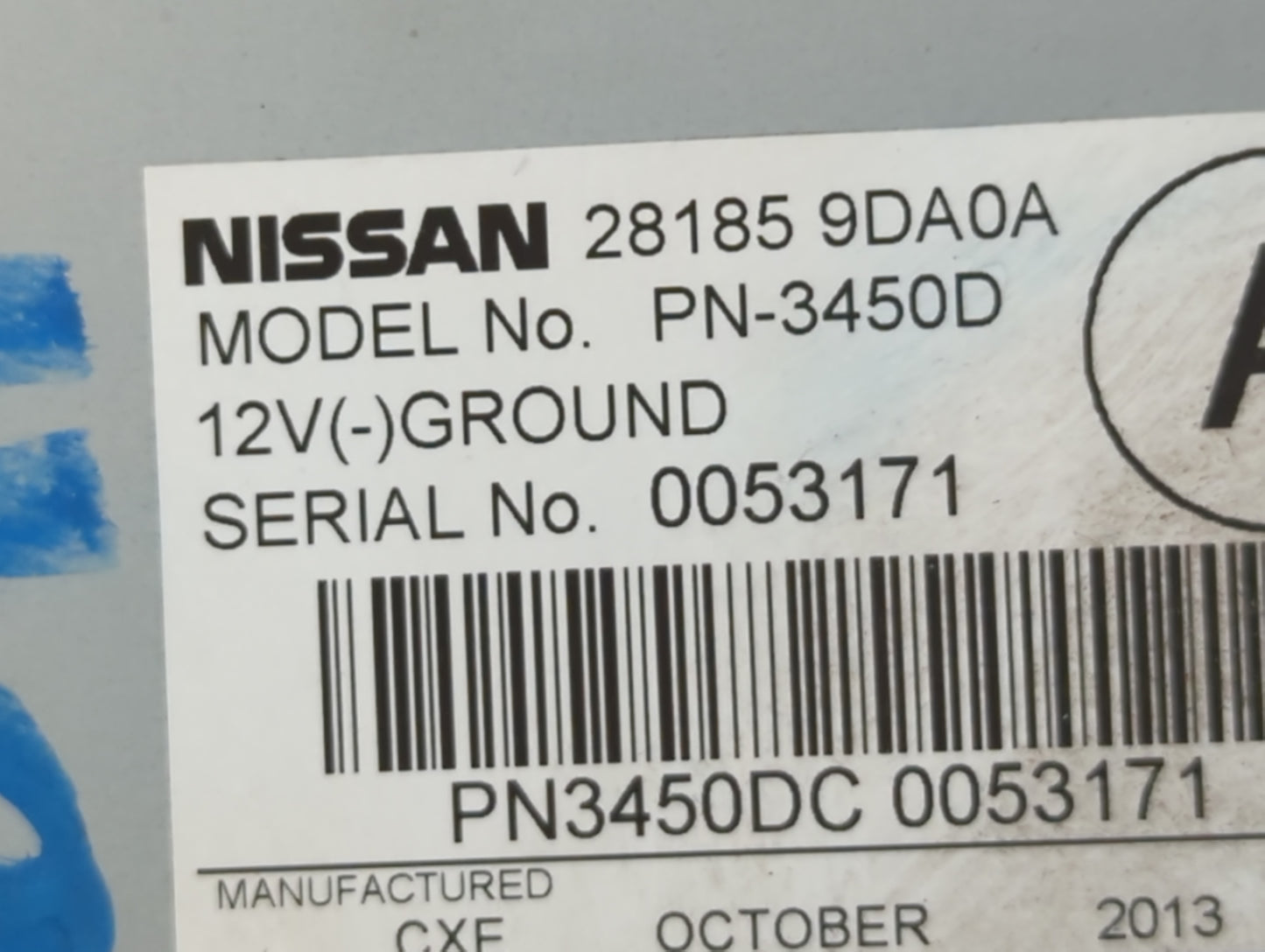 2012-2014 Nissan Maxima Radio AM FM Cd Player Receiver Replacement P/N:28185 9DA0A Fits Fits 2012 2013 2014 OEM Used Auto Pa