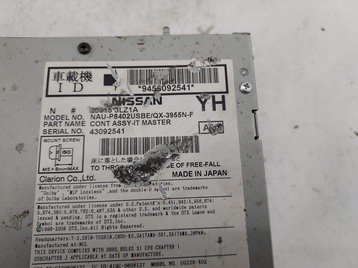 2013-2014 Nissan Murano Radio AM FM Cd Player Receiver Replacement P/N:NAU-P8402USBE/QX-3955N-F 209153LZ1A Fits OEM Used Aut