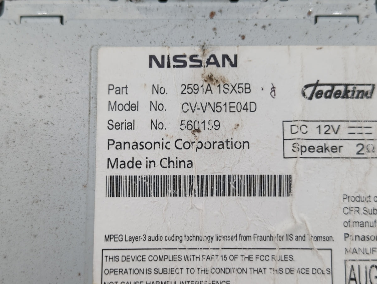 2012-2014 Nissan Murano Am Fm Cd Player Radio Receiver 510902 - Oemusedautoparts1.com
