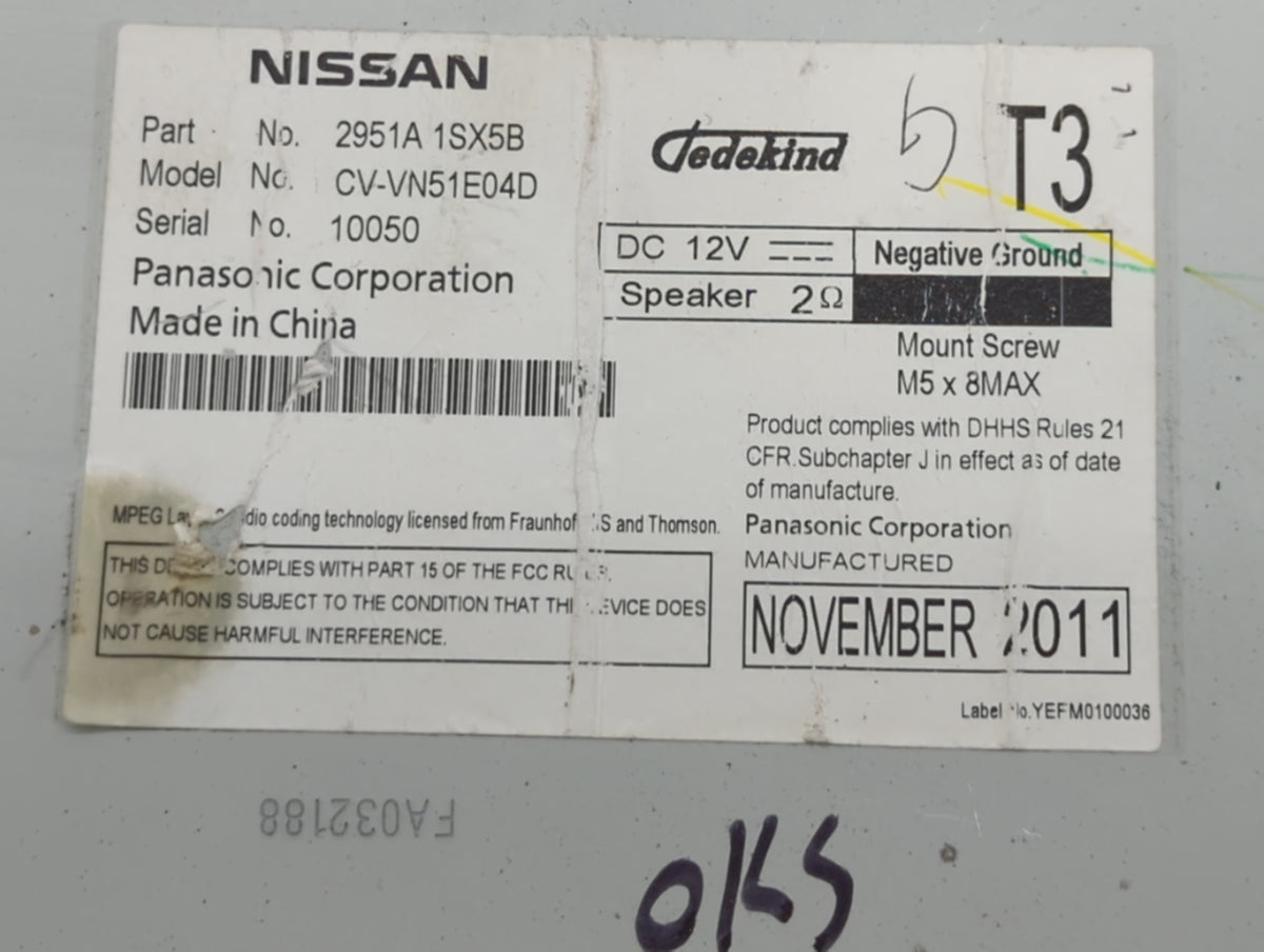 2013-2014 Nissan Murano Am Fm Cd Player Radio Receiver 717083 - Oemusedautoparts1.com