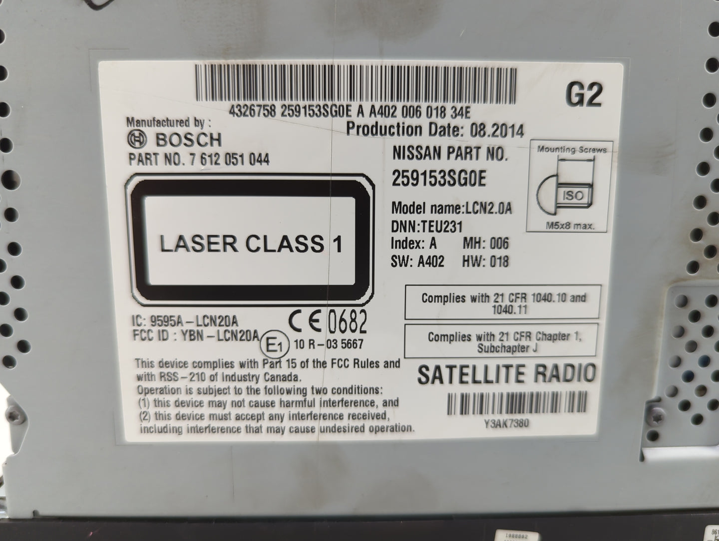 2014 Nissan Nv200 Radio AM FM Cd Player Receiver Replacement P/N:7612051044 259153SG0E, YBN-LCN20A, 9595A-LCN20A Fits Fits 2