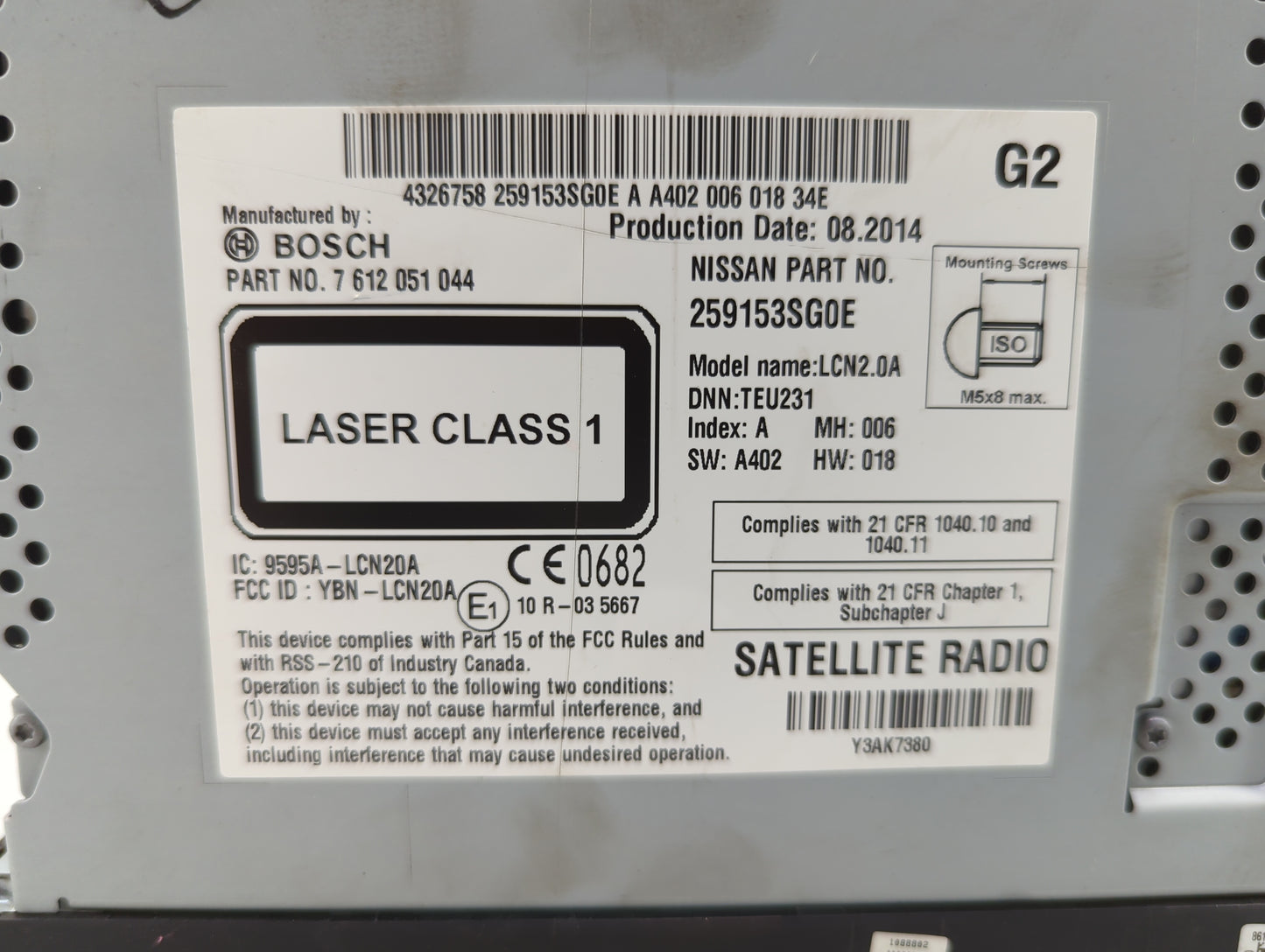 2014 Nissan Nv200 Radio AM FM Cd Player Receiver Replacement P/N:7612051044 259153SG0E, YBN-LCN20A, 9595A-LCN20A Fits Fits 2
