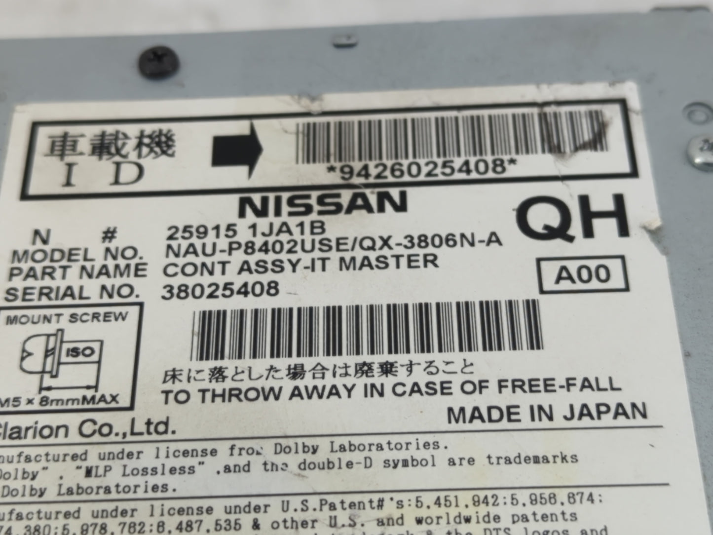 2013-2014 Nissan Pathfinder Radio AM FM Cd Player Receiver Replacement P/N:25915 1JA1B Fits Fits 2013 2014 OEM Used Auto Par