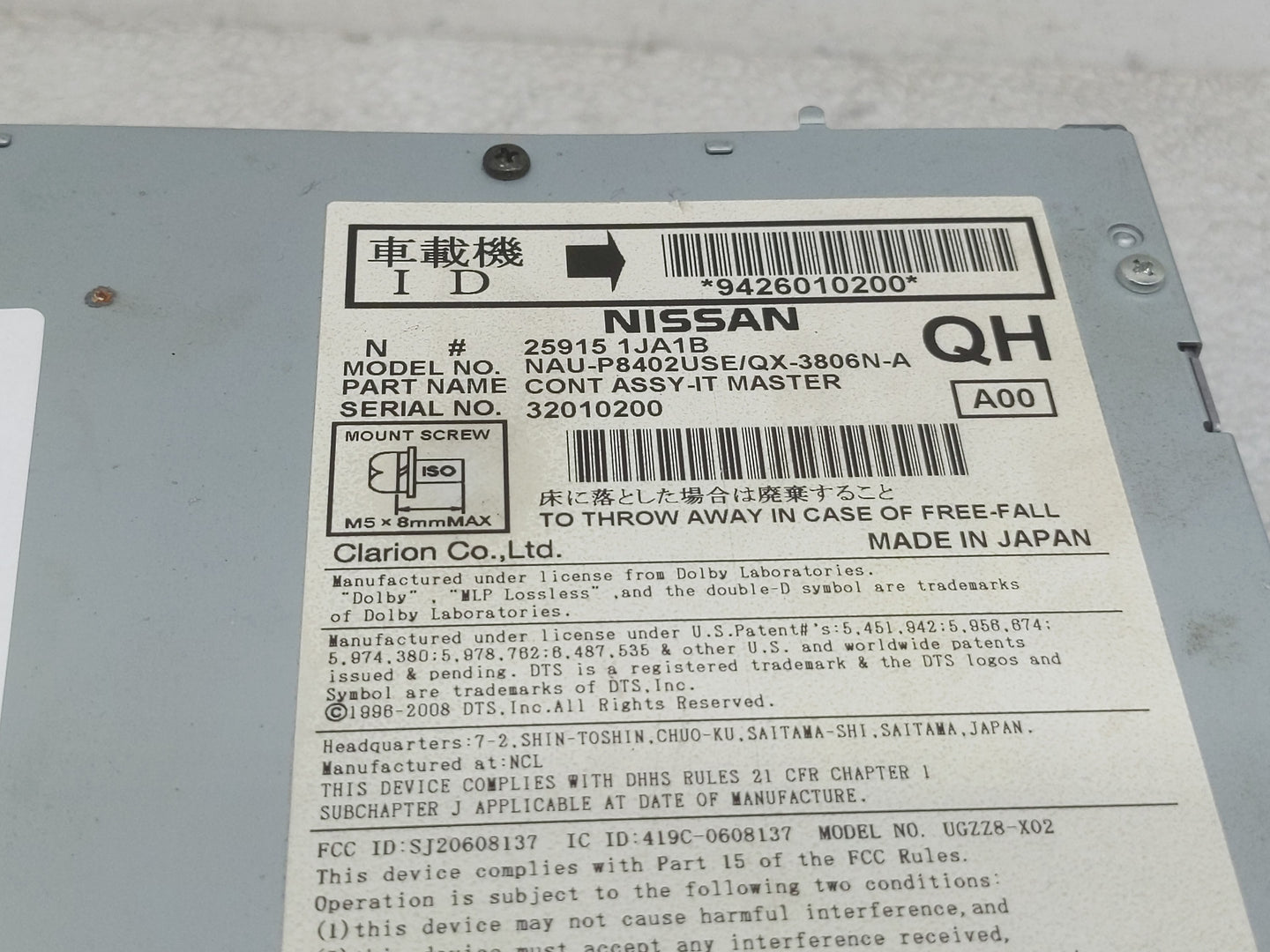 2013-2014 Nissan Pathfinder Radio AM FM Cd Player Receiver Replacement P/N:25915 1JA1B 2591A ZX780 Fits Fits 2013 2014 OEM U