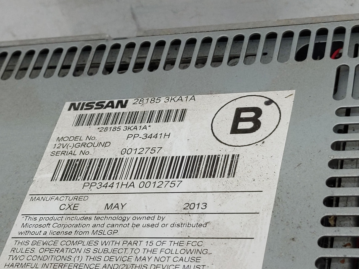 2013-2016 Nissan Pathfinder Radio AM FM Cd Player Receiver Replacement P/N:28185 3KA1A Fits Fits 2013 2014 2015 2016 OEM Use