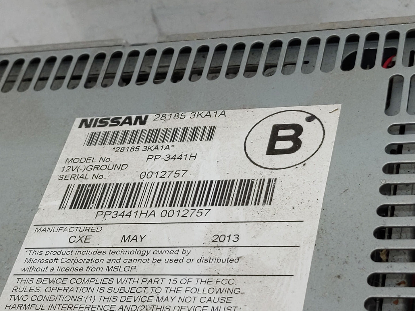 2013-2016 Nissan Pathfinder Radio AM FM Cd Player Receiver Replacement P/N:28185 3KA1A Fits Fits 2013 2014 2015 2016 OEM Use