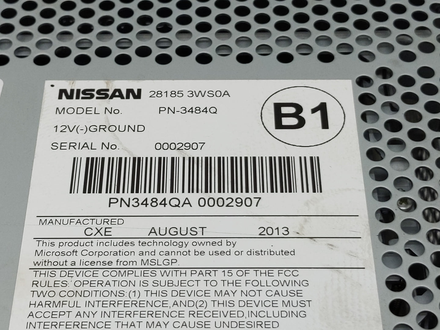 2013-2017 Nissan Quest Radio AM FM Cd Player Receiver Replacement P/N:28185 3WS0A Fits Fits 2013 2014 2015 2016 2017 OEM Use