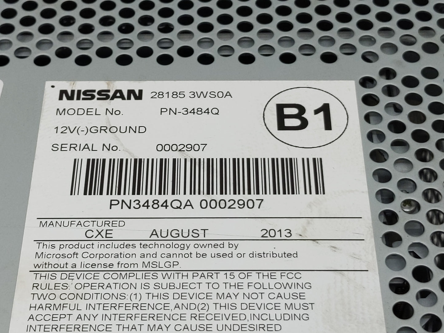 2013-2017 Nissan Quest Radio AM FM Cd Player Receiver Replacement P/N:28185 3WS0A Fits Fits 2013 2014 2015 2016 2017 OEM Use