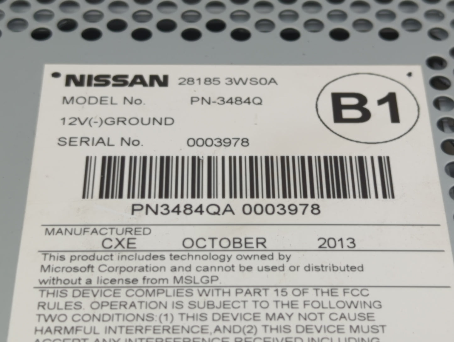 2013-2017 Nissan Quest Radio AM FM Cd Player Receiver Replacement P/N:28185 3WS0A Fits Fits 2013 2014 2015 2016 2017 OEM Use