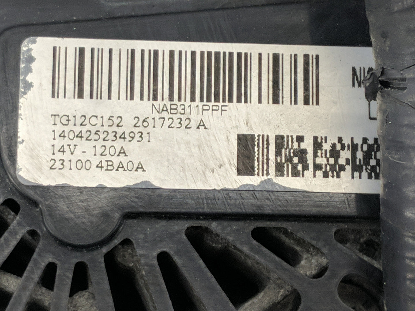 2014-2020 Nissan Rogue Alternator Replacement Generator Charging Assembly Engine OEM P/N:23100 4BA0A Fits OEM Used Auto Part