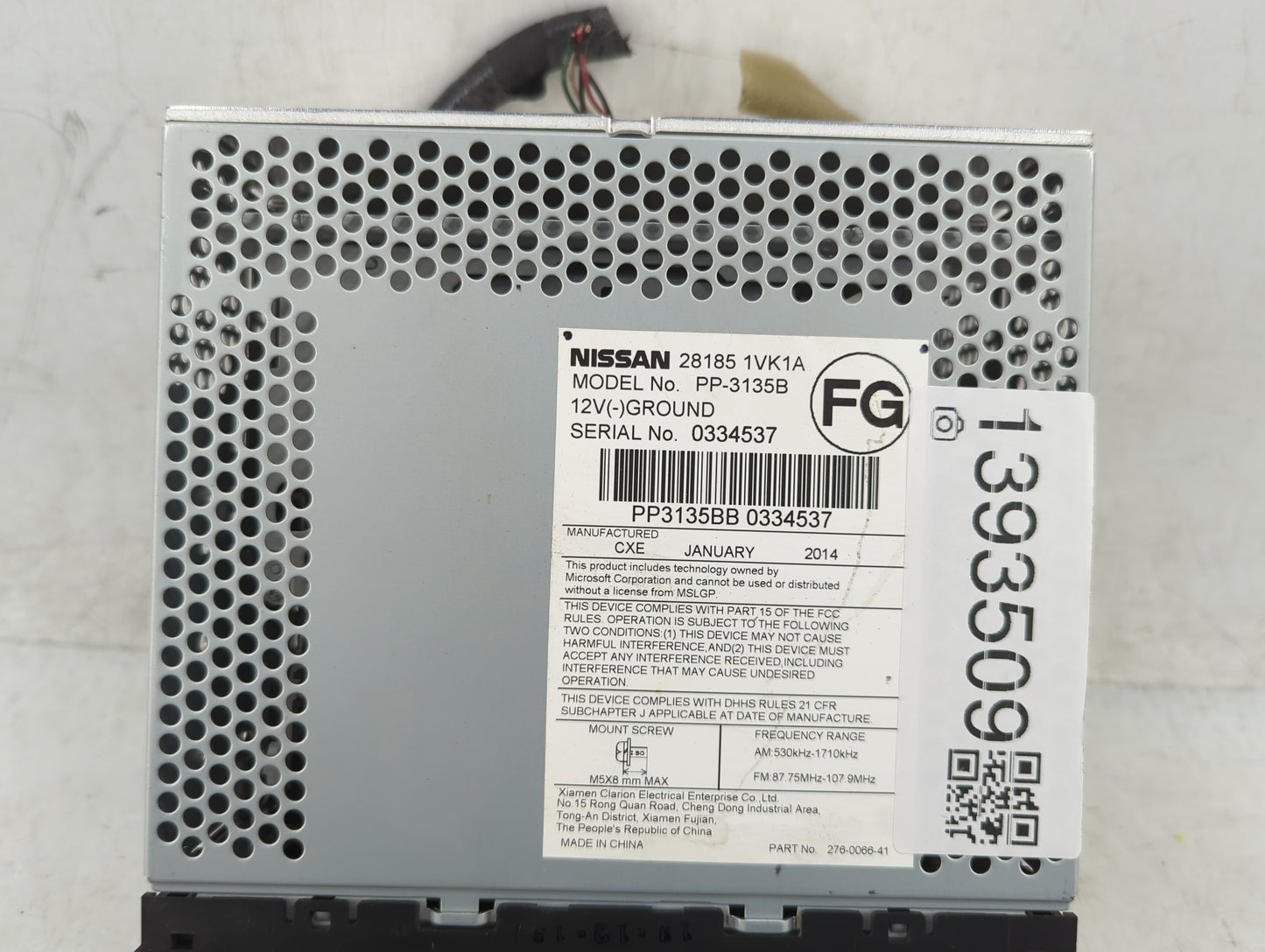 2014 Nissan Rogue Radio AM FM Cd Player Receiver Replacement P/N:28185 1VK1A Fits OEM Used Auto Parts - Oemusedautoparts1.co