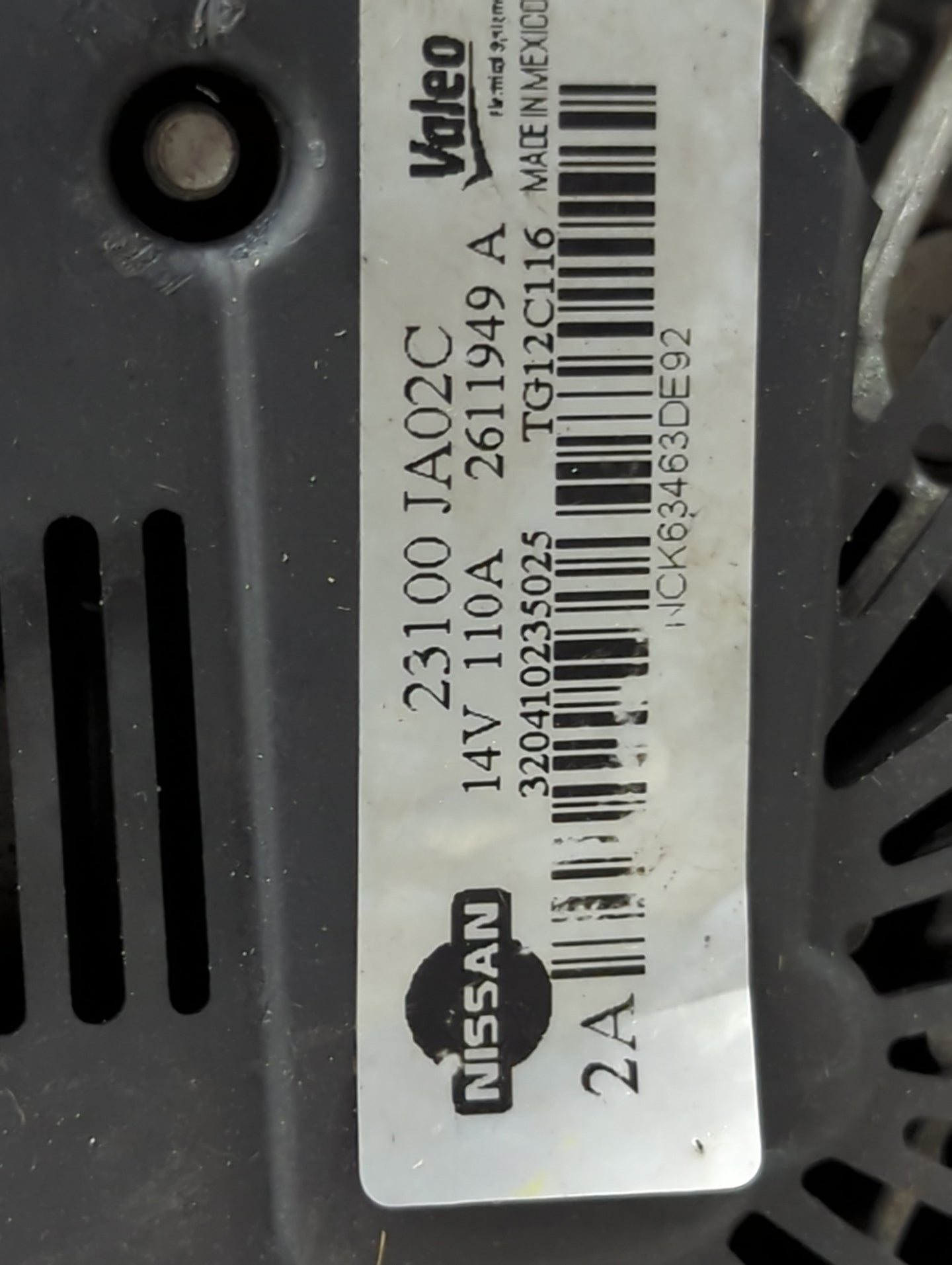 2011-2015 Nissan Rogue Alternator Replacement Generator Charging Assembly Engine OEM P/N:23100 JA02C Fits OEM Used Auto Part